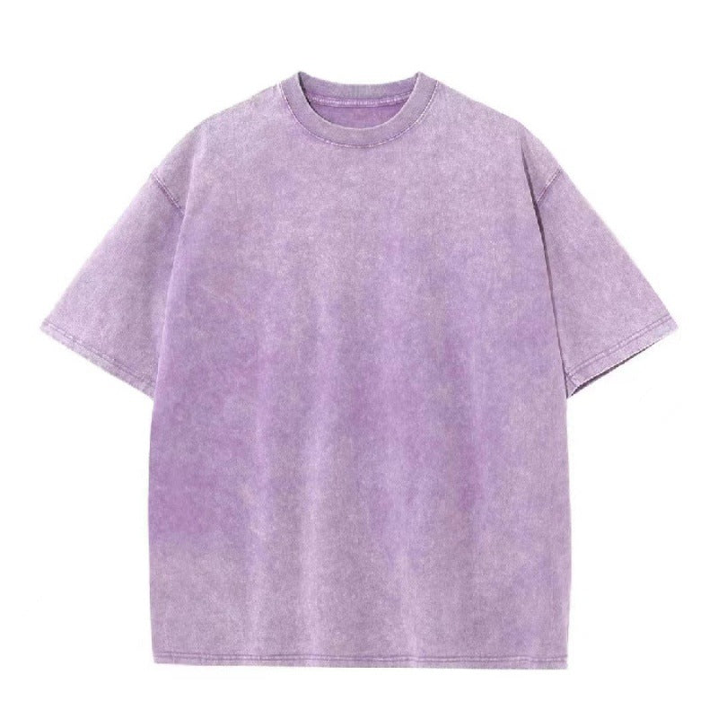Women's & Men's Summer Fashion Waxed Washed Old Short-sleeved Large Size T-shirt