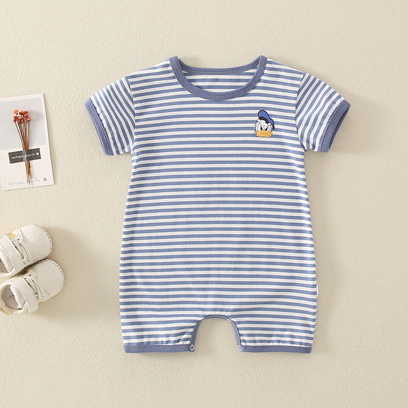 For Babies Boy Striped Short Sleeve Rompers Class Jumpsuit, Climbing Suit