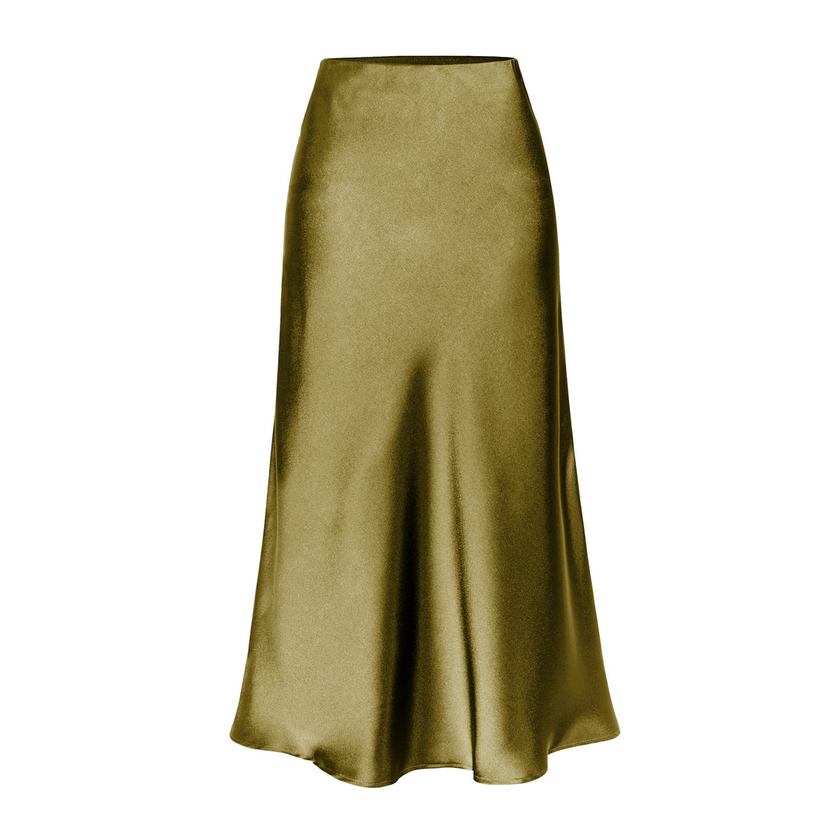 Women's Quality Acetate Satin Elastic Waist Pure Color Skirt