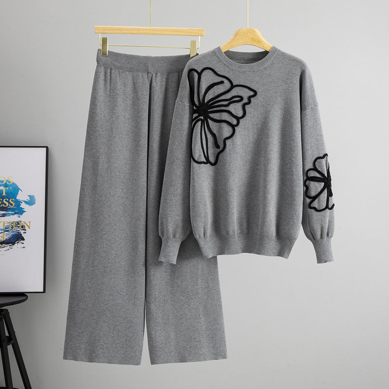 Women's Fashionable Temperament Classic Style Knitting Long-sleeved Flower Sweaters