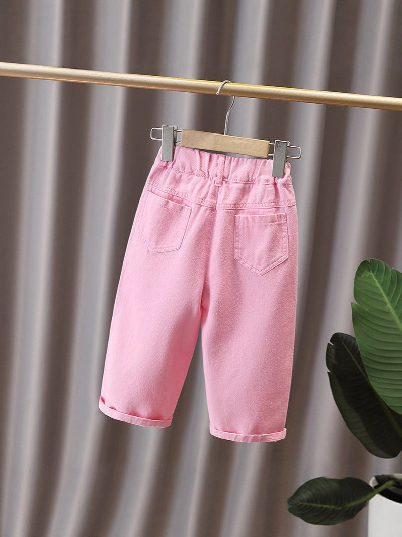 School Casual Denim Fashionable Jacket Straight Loose Children's Suit