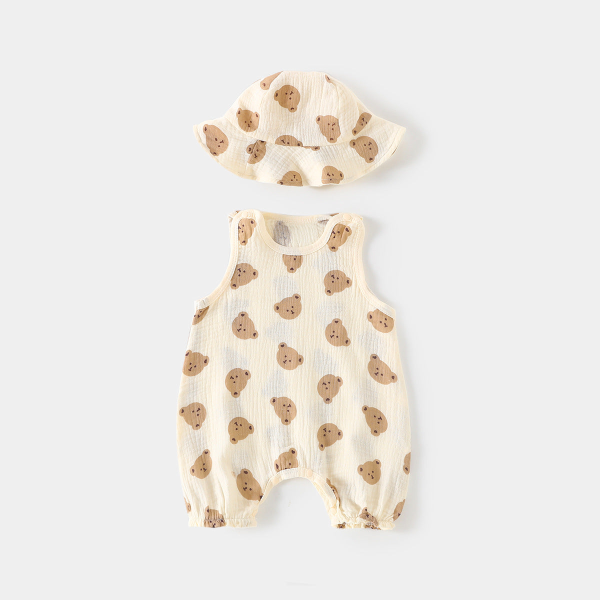 Thin Pure Cotton Born Gauze Clothes Sleeveless Vest Garments Jumpsuit, Climbing Suit