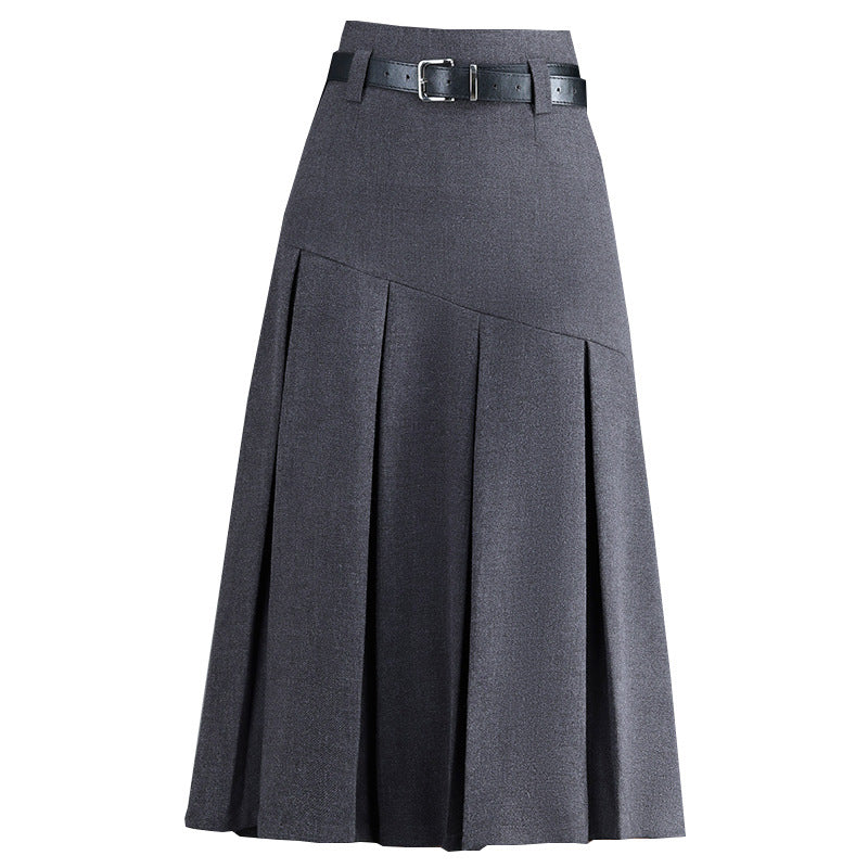 Winter Thick Mid-length Small Pleated High Waist A- Skirts