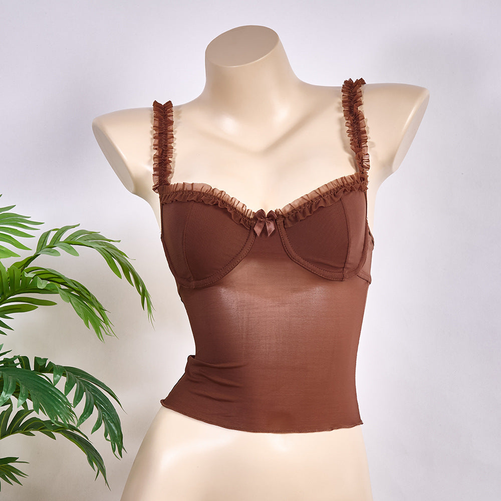 Sexy Lace Camisole Summer Vacation Bottoming Steel Small Vest/suspenders/tube Top