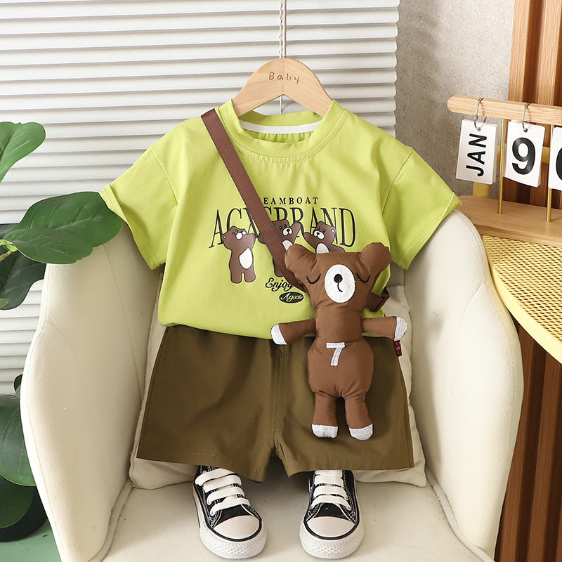 Children's Short-sleeved T-shirt Summer Clothing Shorts Clothes Children's Suit