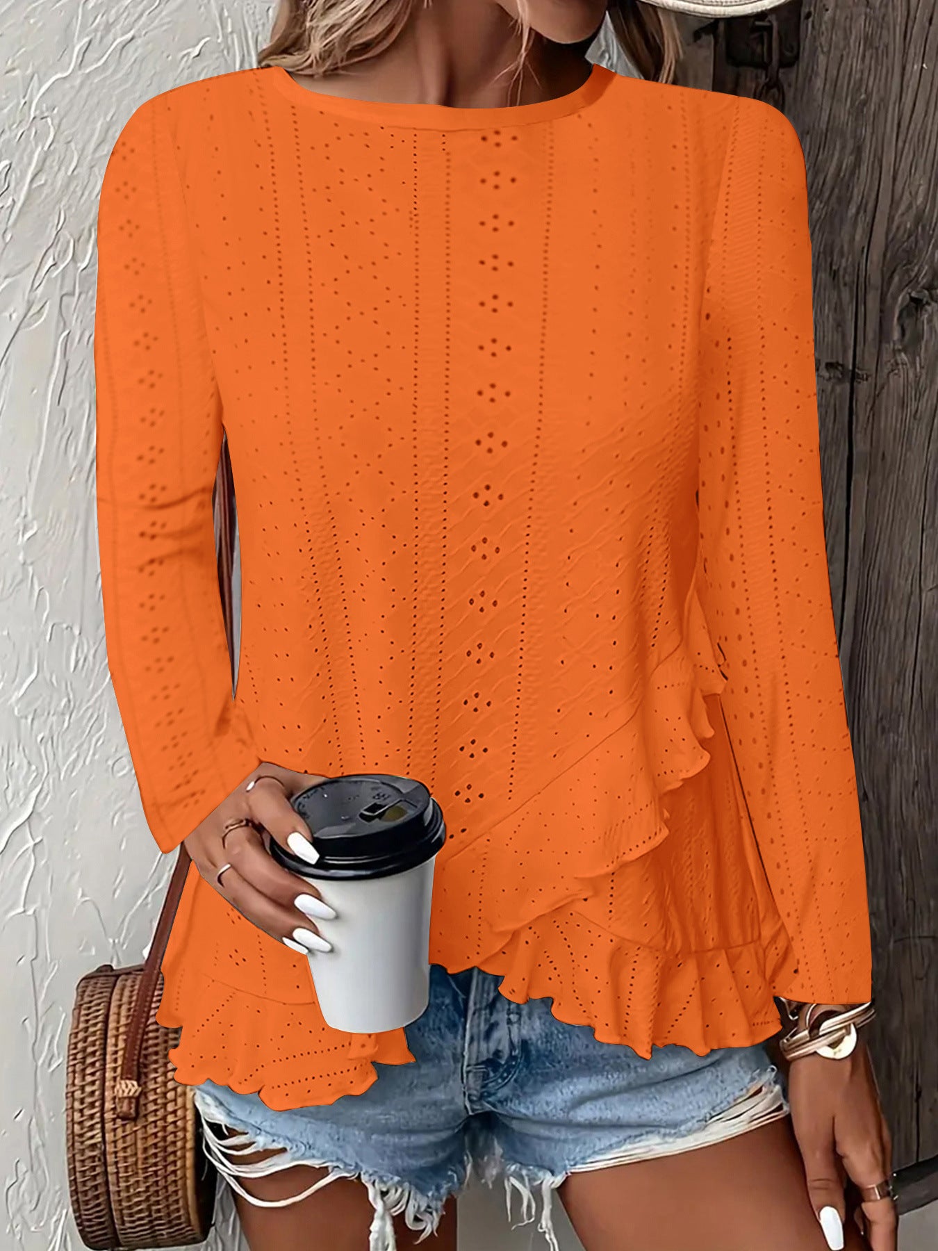 Women's Fashion Casual Solid Color Long Sleeve Women's T-shirt