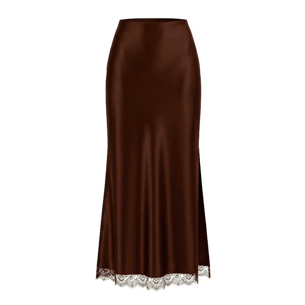 Women's Lace Split High Waist Elastic Sexy Sheath Skirt