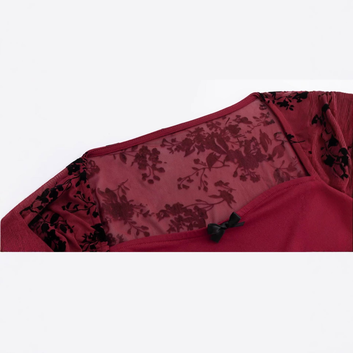 Stitching Elegant Sexy Mesh Long-sleeved Fashionable Lace Shirt, Chiffon Shirt