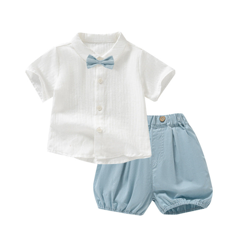 Men's Summer Short-sleeved Dress Shirt Birthday Party Clothes Short Pants Hundred Children's Suit