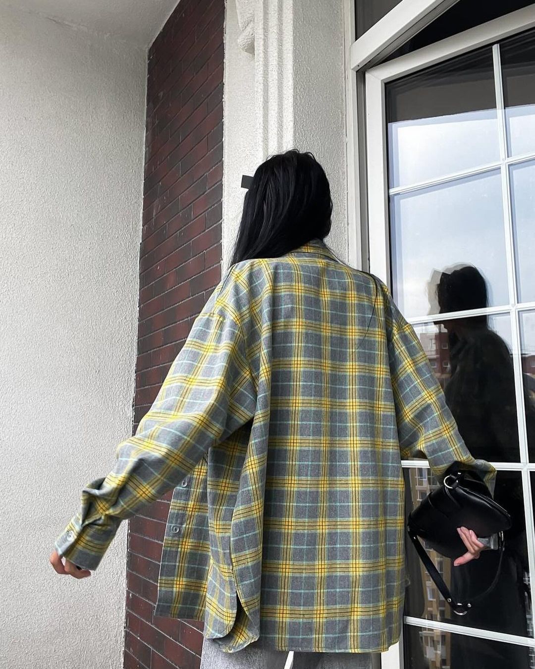 Women's Retro Easy Matching Lapel Loose Plaid Long-sleeved Blouse