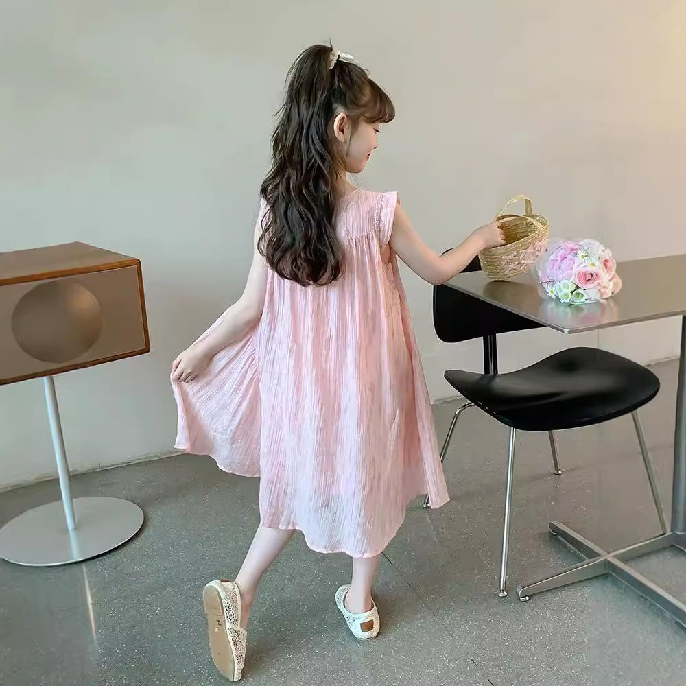 Children's Floral Summer Big Loose Sleeveless Vest Western Style Children's Dress