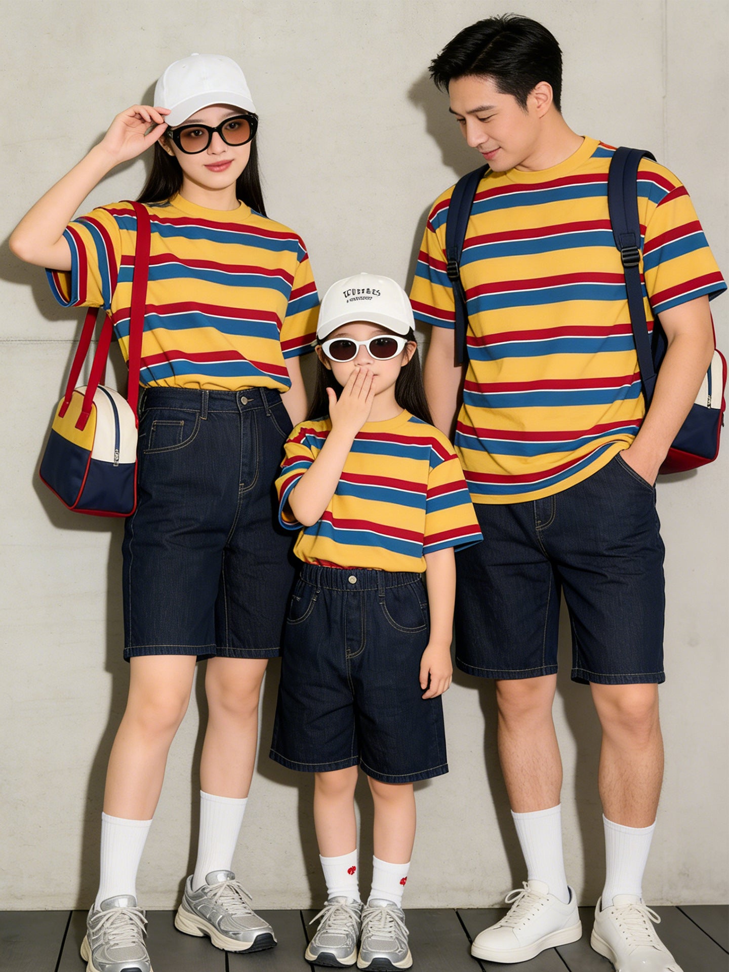 Wear Summer Pure Cotton Loose Short Sleeve Family Matching Travel Parent-child Outfit