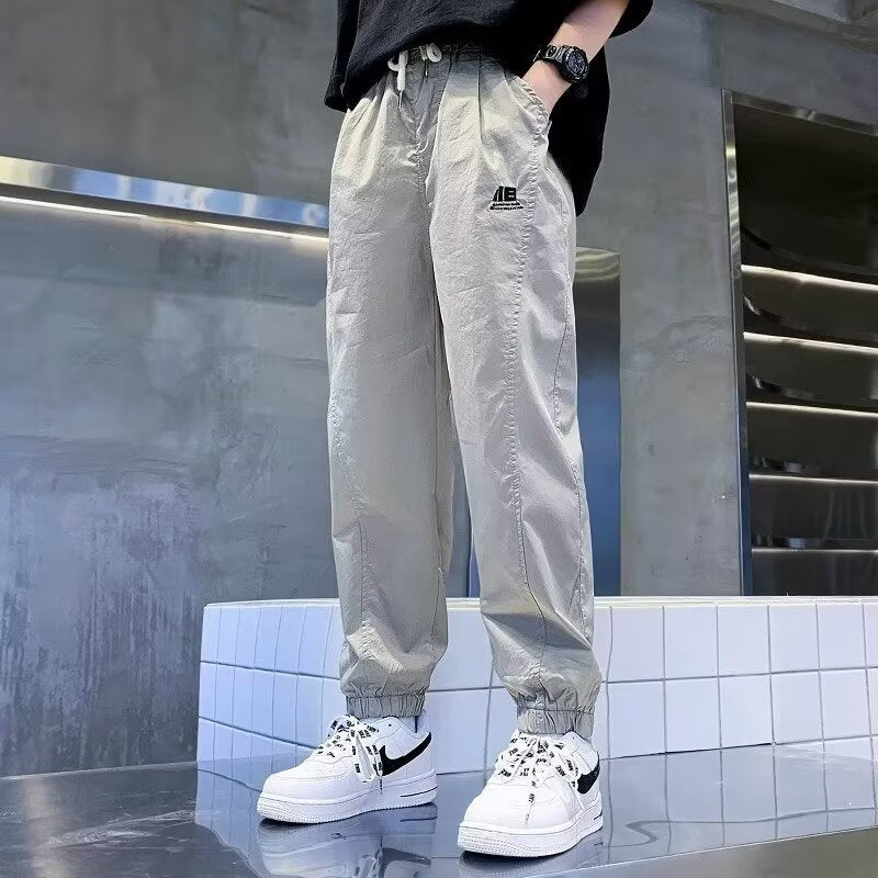 Cotton For Middle Big Thin Trousers Korean Style Handsome Anti Children's Pants