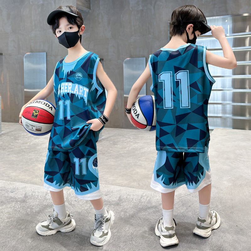 Children's Summer Middle Big Sportswear Jersey Basketball Wear Sleeveless Vest Children's Suit
