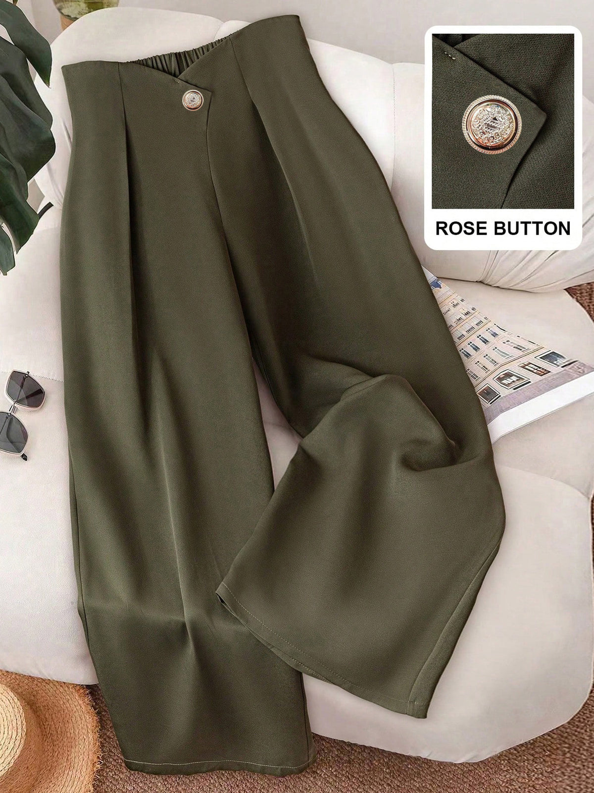 Classic Unique Women's Fashion Button For Casual Pants
