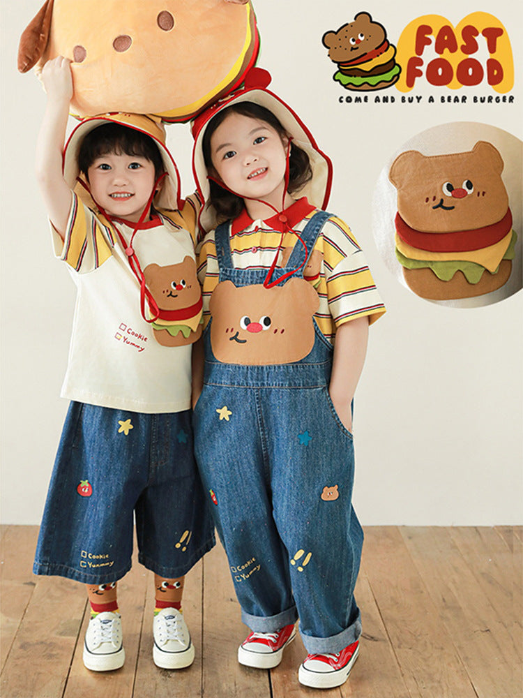 Lightweight Jeans Cute Hamburger Series Suit Children's T-shirt