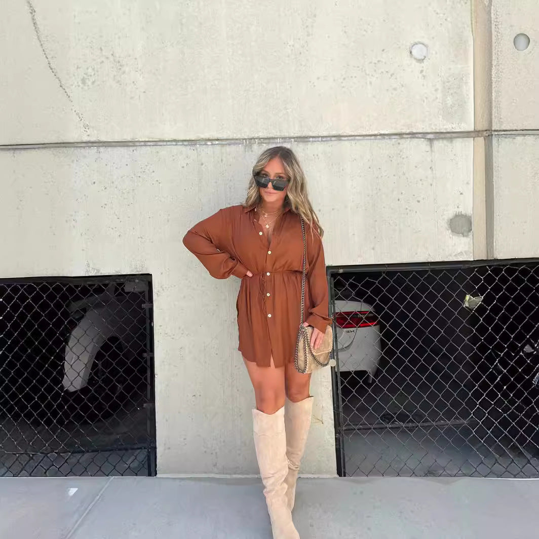 Women's Autumn Solid Color Long-sleeved Shirt Fashion Casual Suit