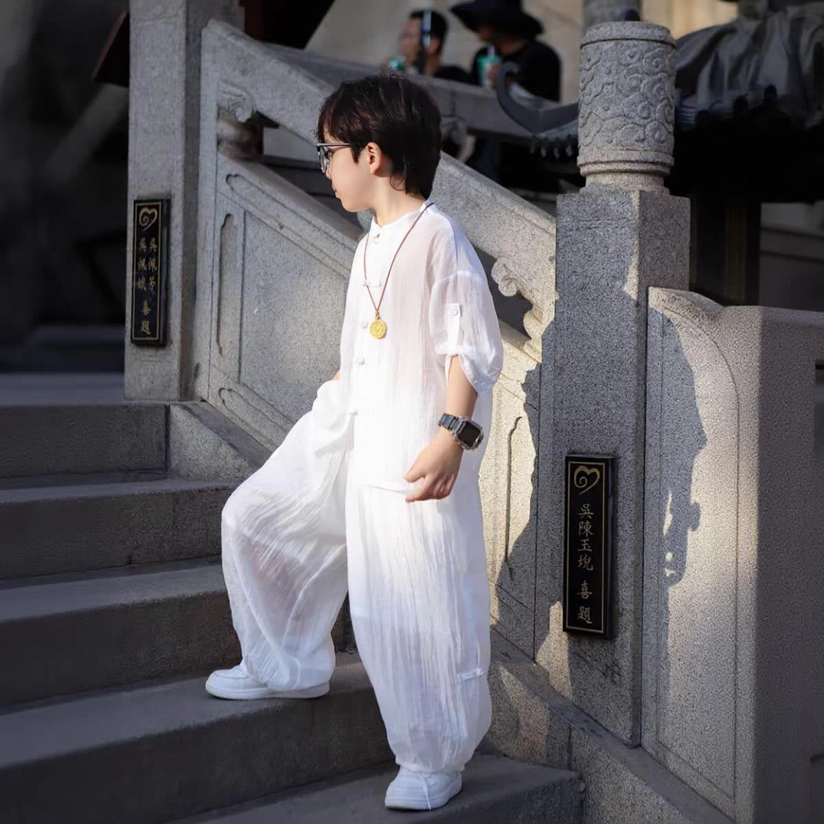 Children's Boy's Chinese Tang Summer Clothes Wear Style Han Costume Thin Children's Suit