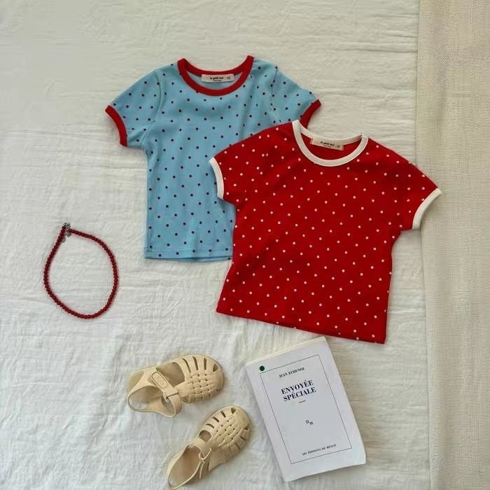 Children's Style Summer Fashion Western Polka Dot Short Sleeve Children's T-shirt