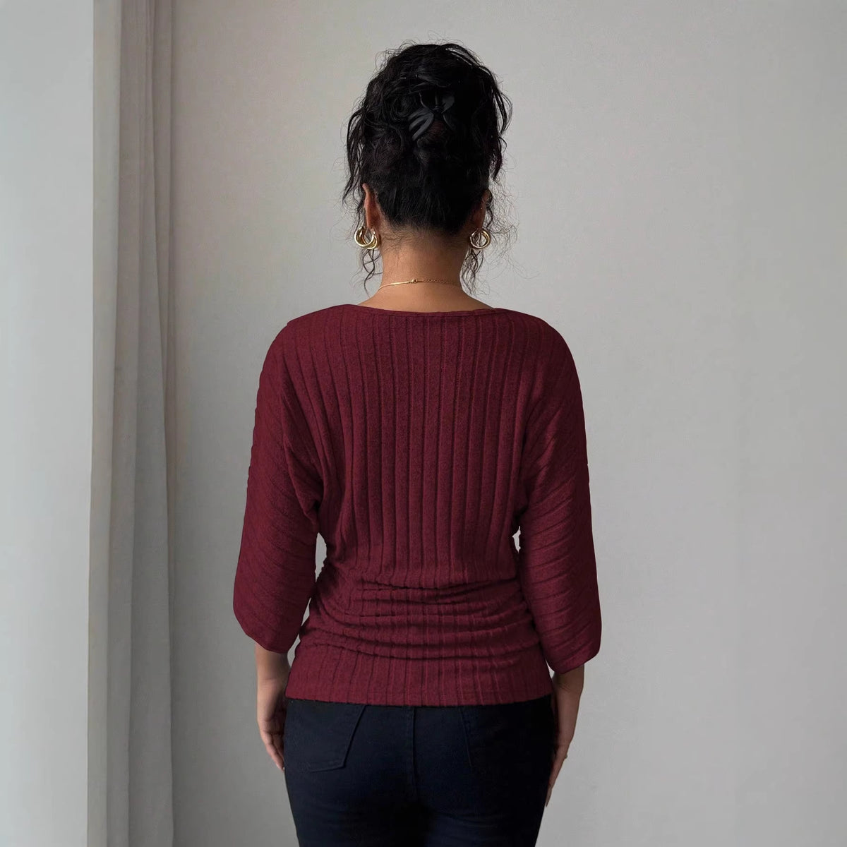 Women's Fashion Casual Batwing Sleeve Knitted Tops