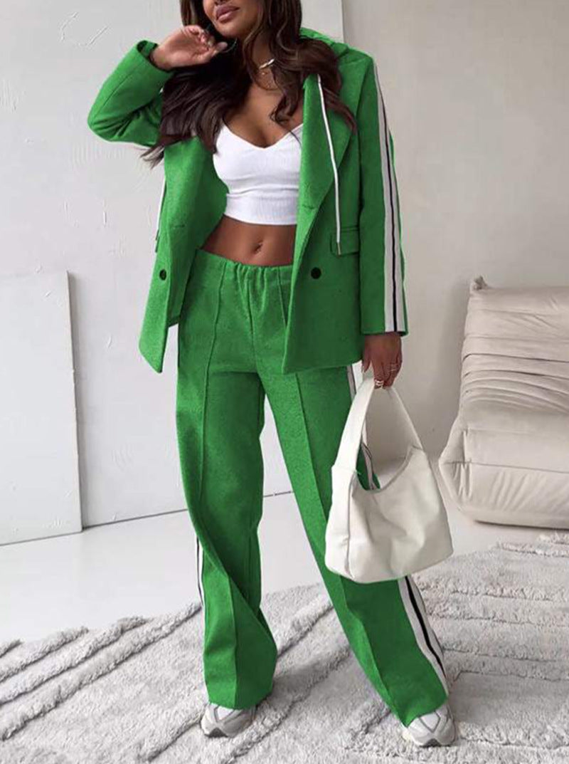 Women's Ribbon Hooded Wide Leg Two-piece For Fashion Casual Suit