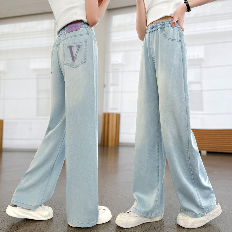 Children's Trousers Summer Middle Big Denim Blue Children's Pants