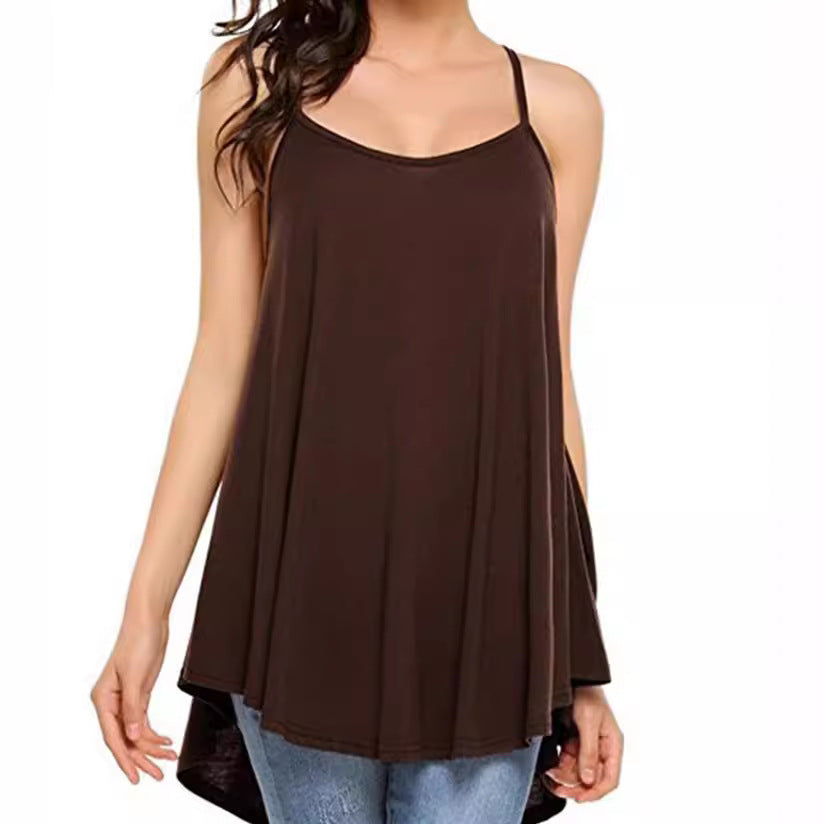 Trendy Women's Solid Color Suspender Dress Plus Size