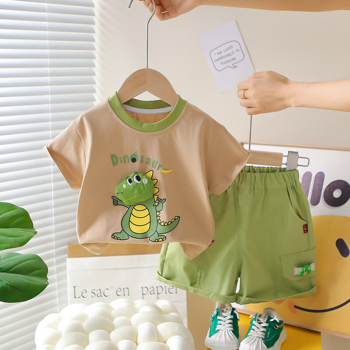 Children's Korean Style Clothing Boys Summer Dinosaur Short Sleeve Boy Children's Suit
