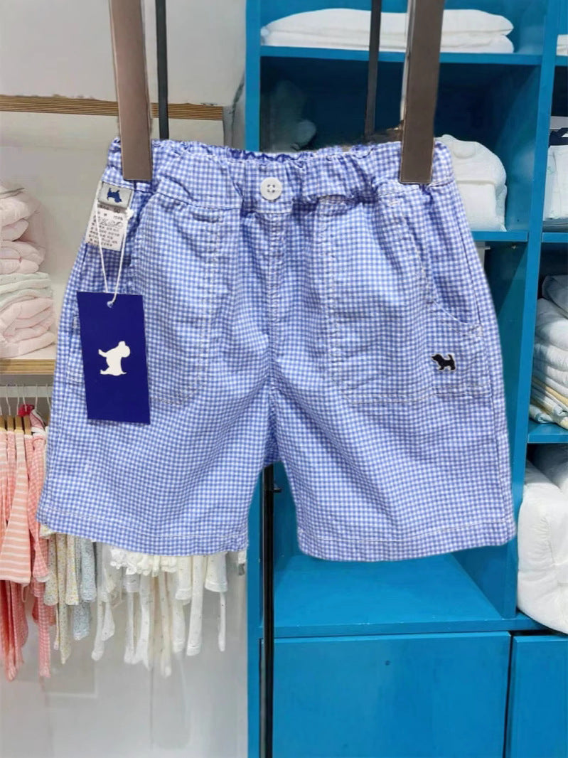 Children's Korean Style Clothing Summer Two-color Plaid Shorts Adjustable Children's Pants