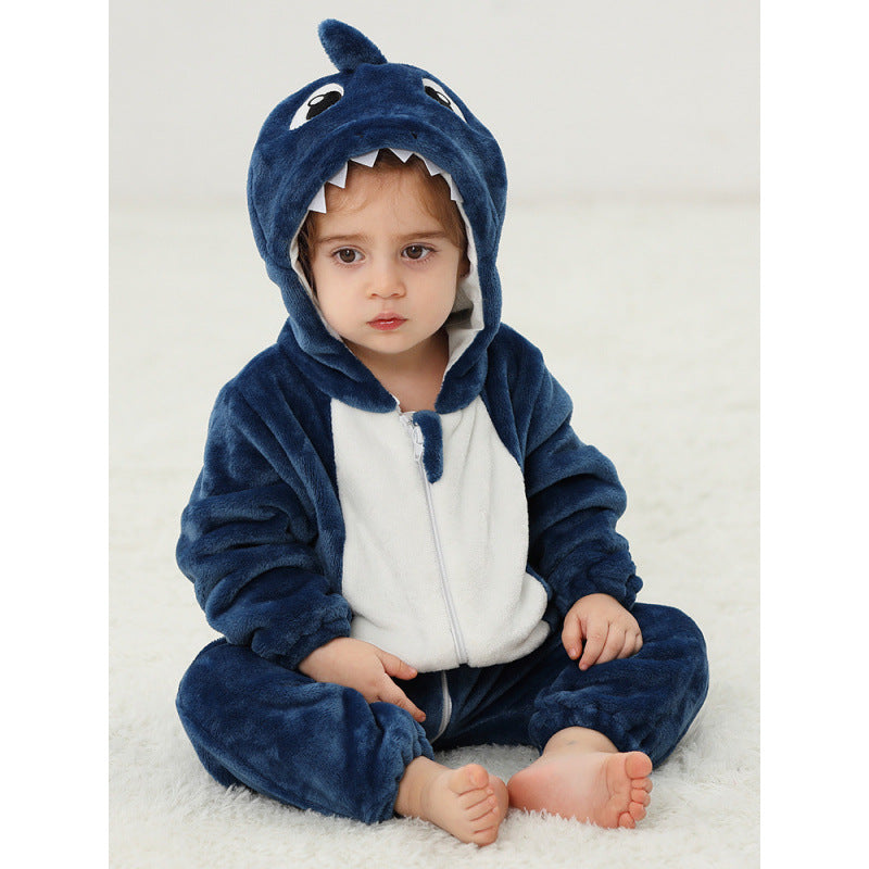 Children's Flannel Romper Pajamas Class Animal Jumpsuit Jumpsuit, Climbing Suit