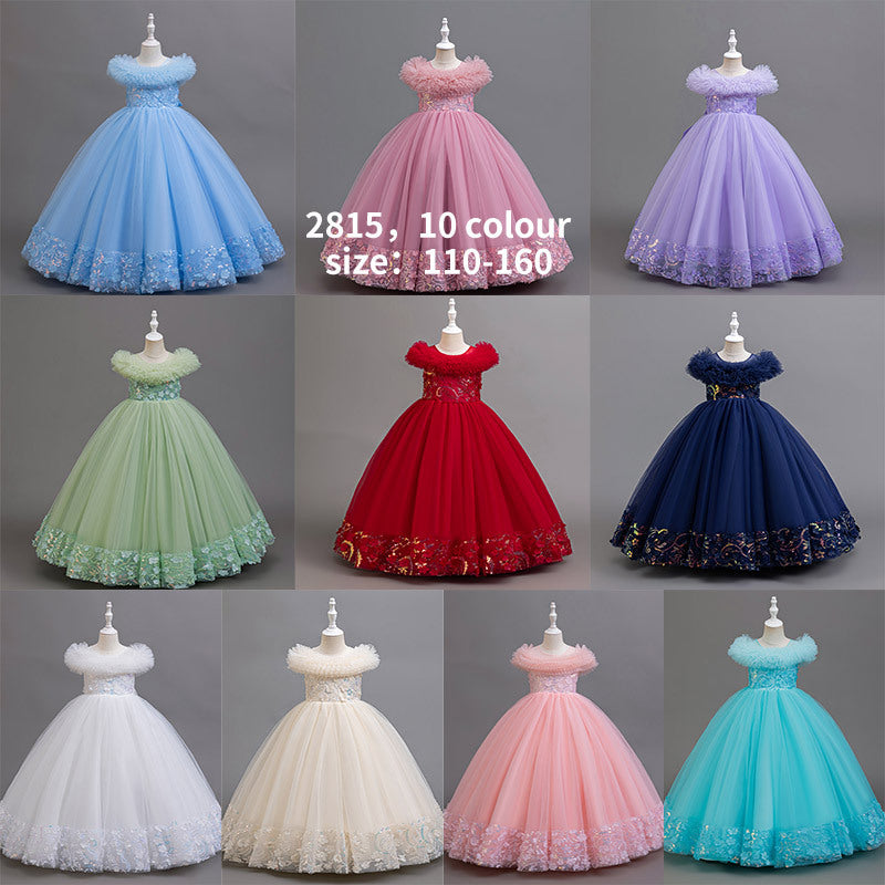 Children's Elegant Evening Long Fluffy Skirt Catwalk Piano Playing Children's Dress
