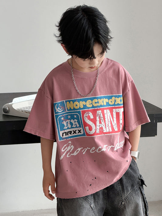 Children's Boy's Short-sleeved Summer Loose Top Boys Middle Big Half Sleeve Children's T-shirt