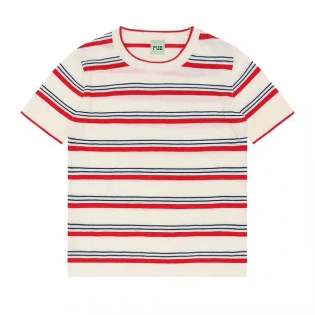 Graceful Wind Striped Color Matching Boys Children's T-shirt