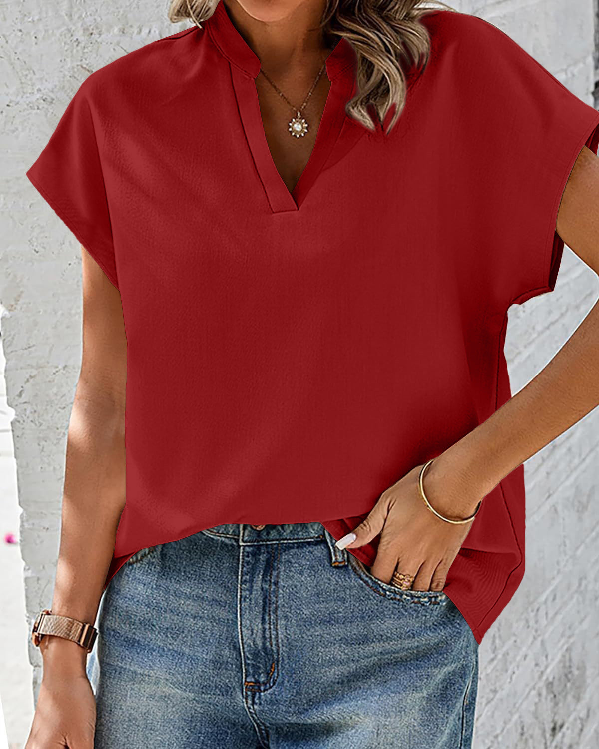 Casual Elegant Women's Loose Short-sleeved Shirt Blouse