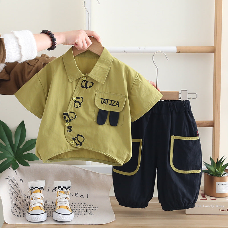 Children's Summer Clothing Tide Boys Casual Short-sleeved Children's Suit