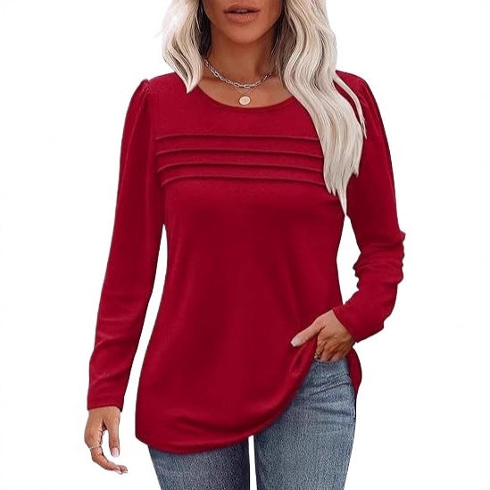 Women's Elegant Fashion Casual Long Sleeve Peplum Large Size T-shirt