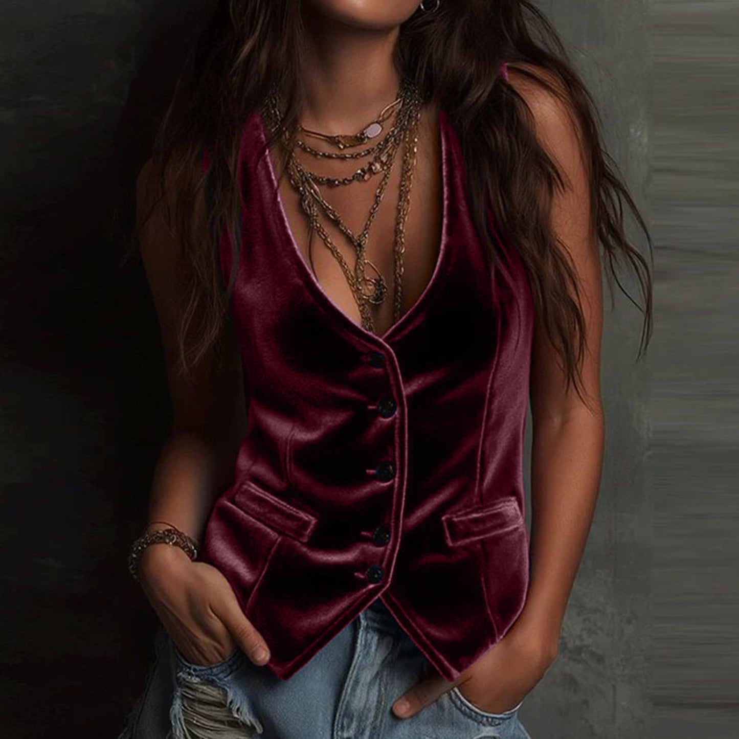 Popular Pretty Women's Button Sexy Sleeveless Small Vest/suspenders/tube Top