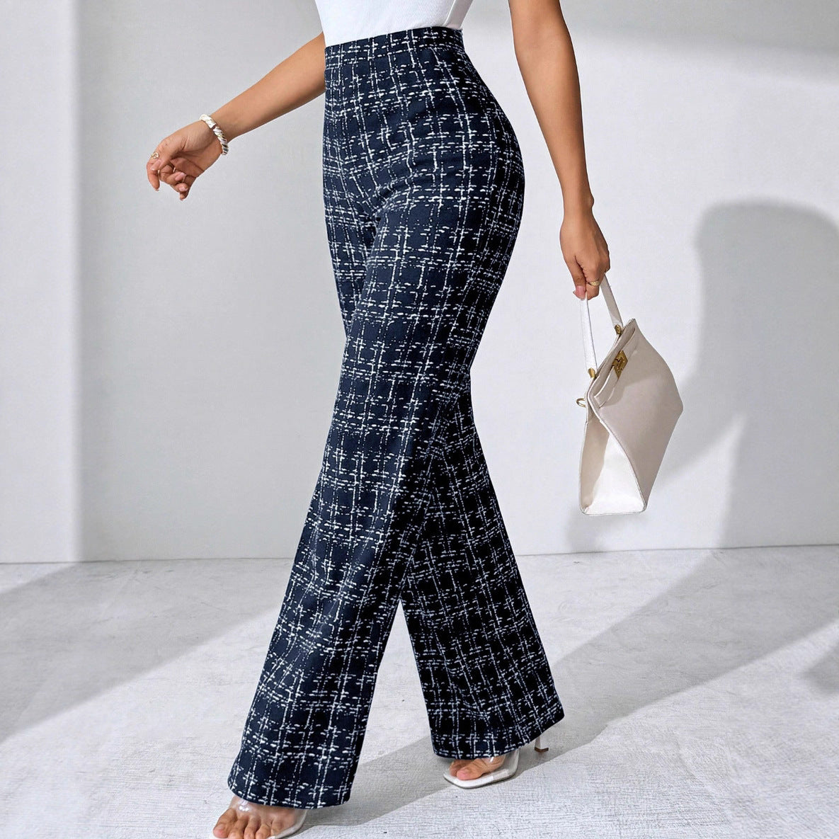 Women's Summer Fashion Plaid Printed Trousers Casual Pants