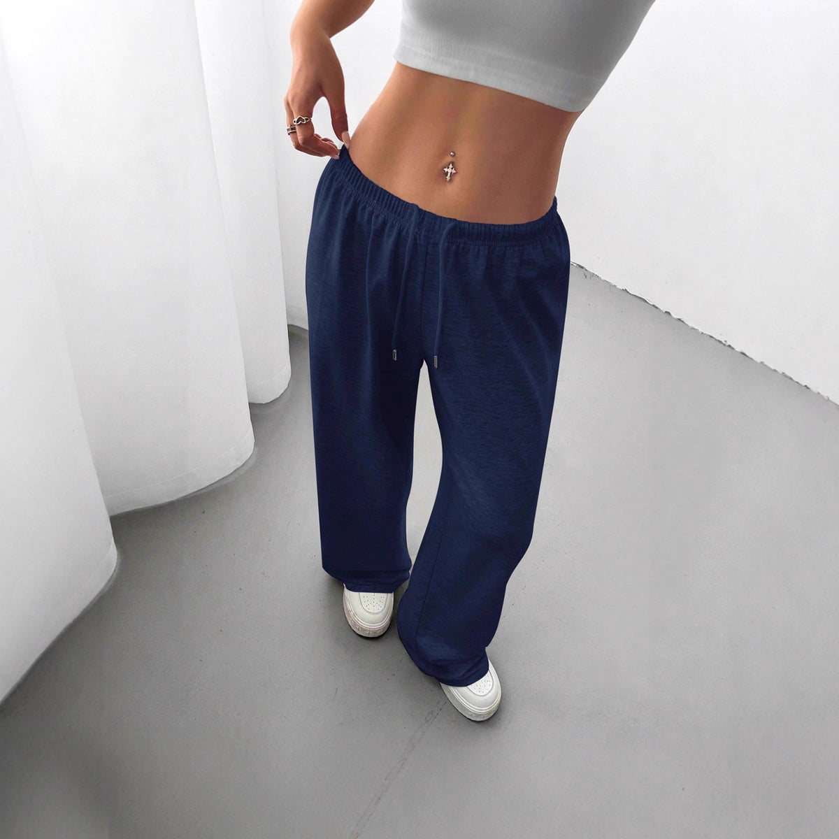 Women's Solid Color Waist Tight Draping Slimming Versatile Pants