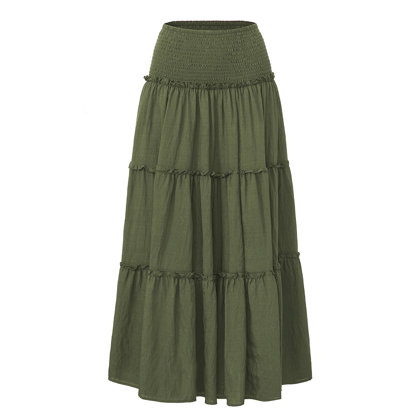 Women's With Lining Wooden Ear Wrinkle Cotton Skirts