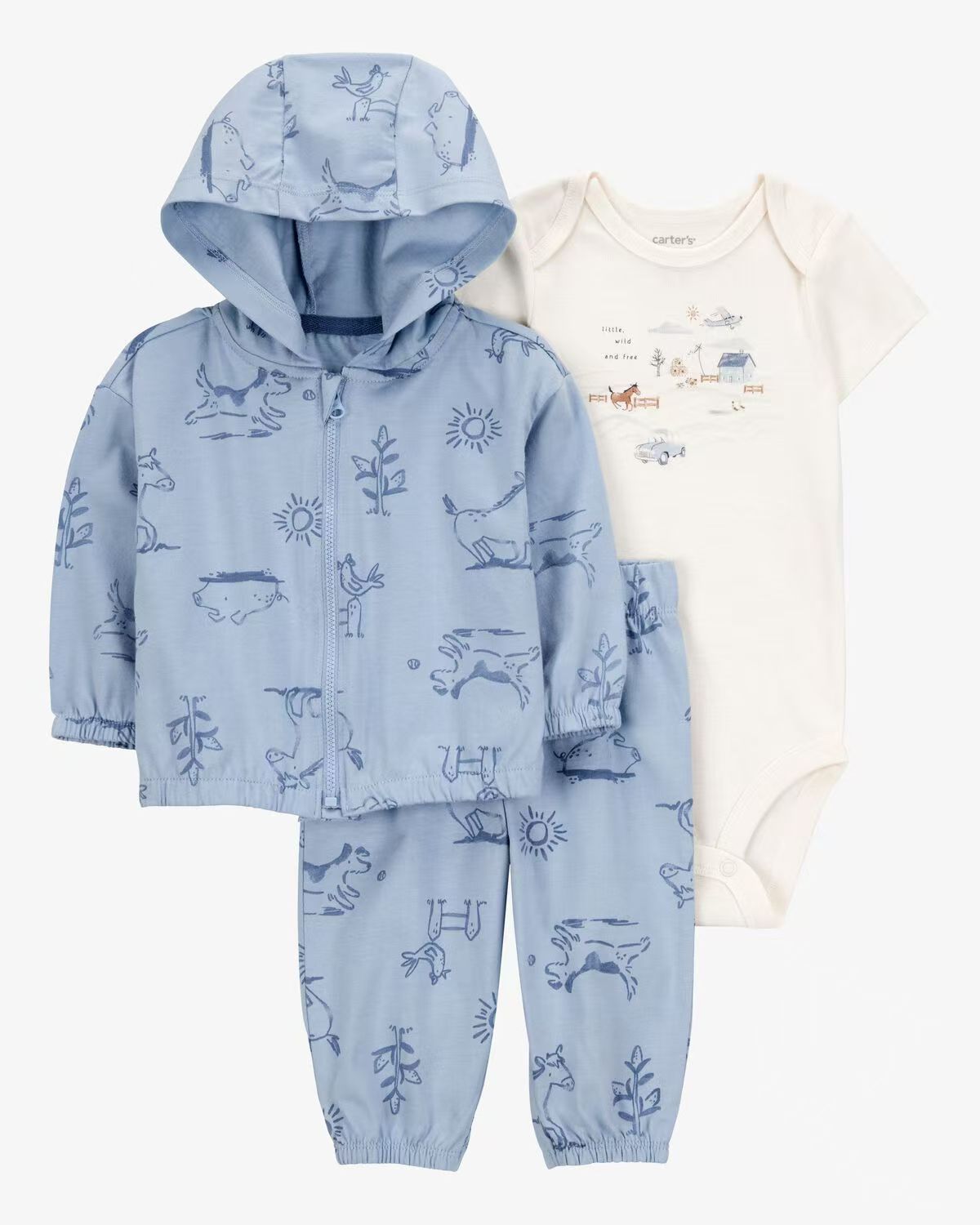 Women's & Men's Clothing Sweater Jacket Hooded Long-sleeved Romper Three-piece Children's Suit