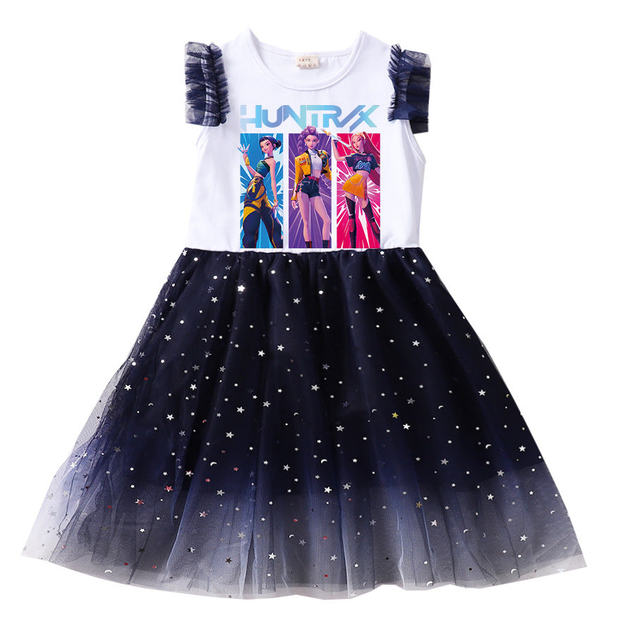Children's Witch Hunting Group Cartoon Printed Clothing Children's Dress
