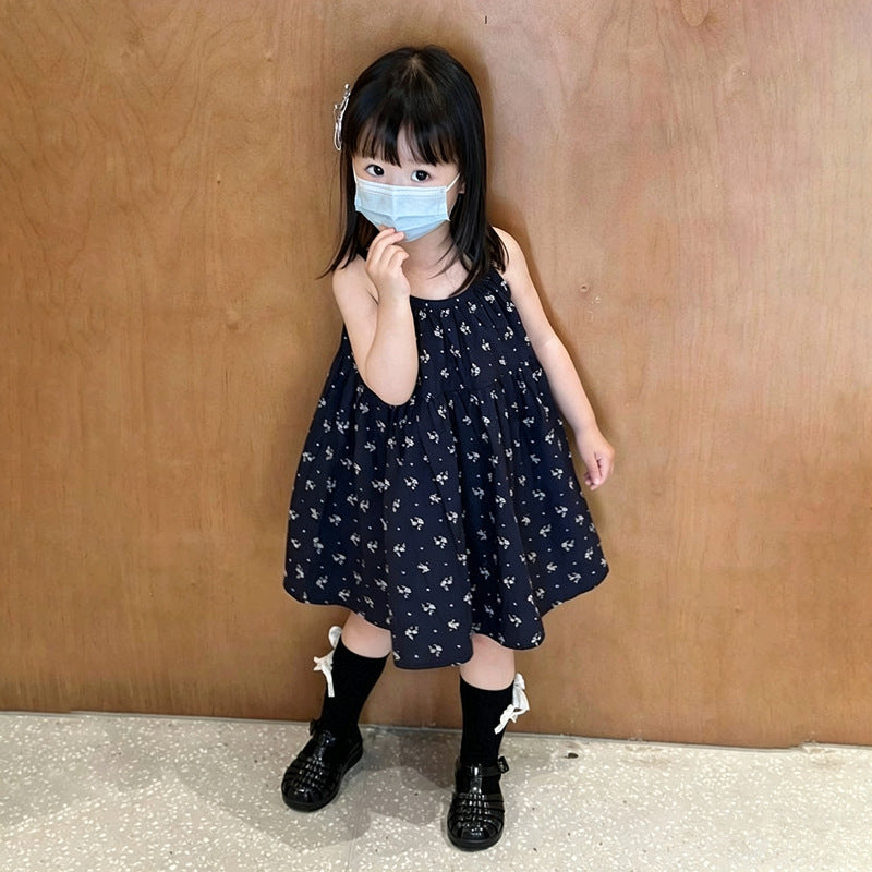 Children's Style Personality Trendy Korean Floral Princess Vest Beach Children's Dress