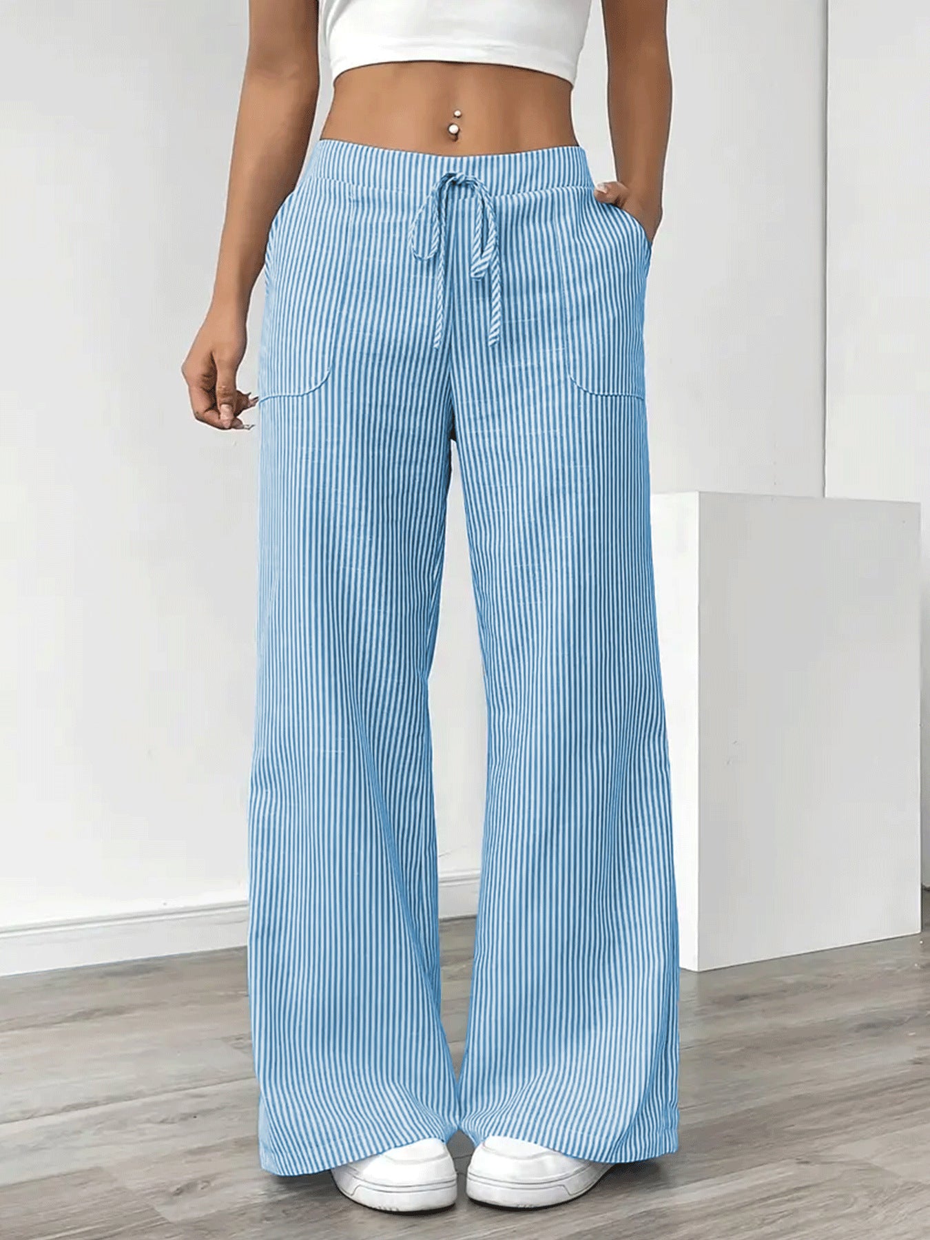 Women's Spring Stripes Fashion Loose-fitting Trousers Casual Pants