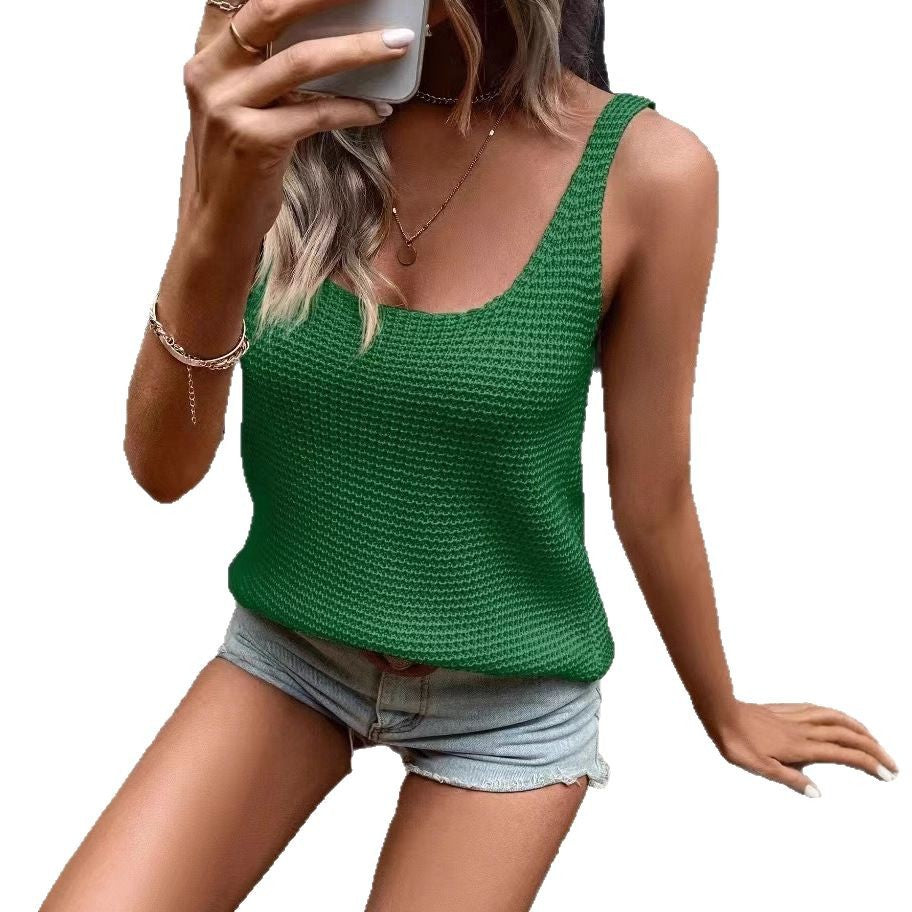 Women's Summer Large Square Collar Camisole Solid Small Vest/suspenders/tube Top