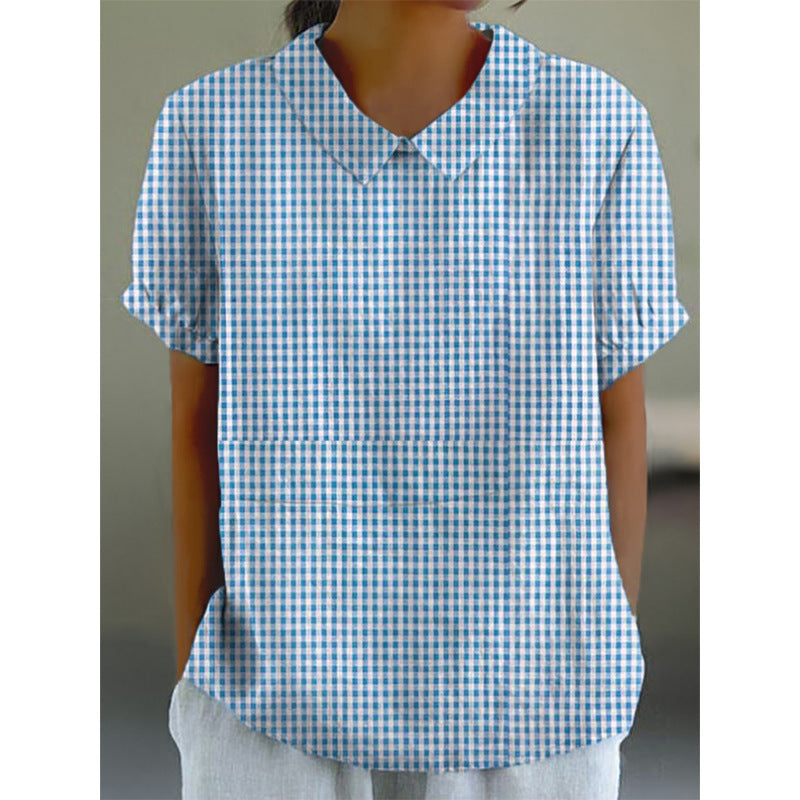 Women's Spring Fashion Casual Solid Color Cotton Blouse