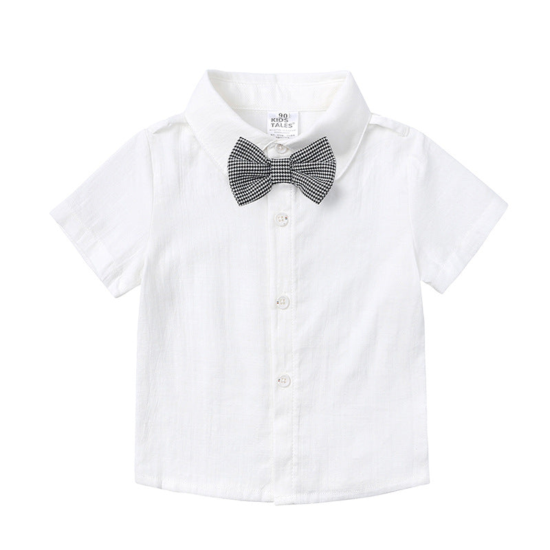 Children's Summer Clothing Boy Short Sleeve Shirt Overalls Dress Outerwear Children's Suit