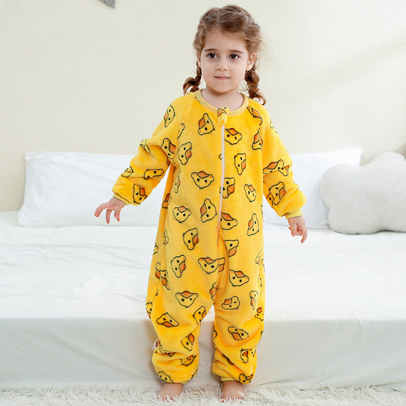 Children's One-piece Pajamas Flannel Cartoon Christmas Clothing Sleeping Jumpsuit, Climbing Suit