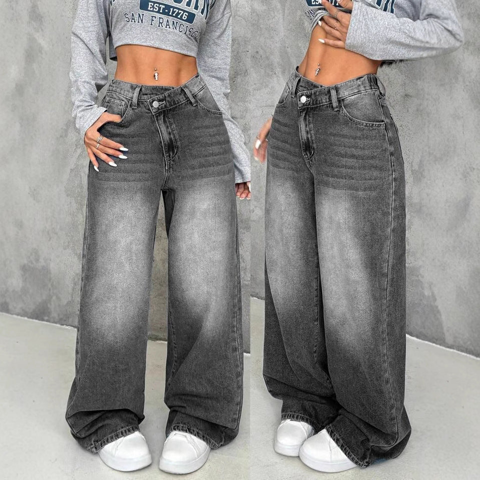 Women's American Style Casual Loose Washed-out For Women's Jeans