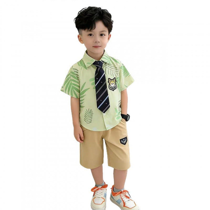 Men's & Children's Boy Summer Clothing Shirt Outfit Korean Style Trendy Nick Fox Children's Suit